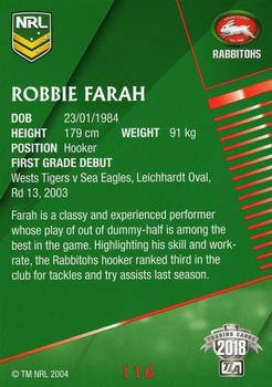 2018 ESP Traders #116 Robbie Farah Back